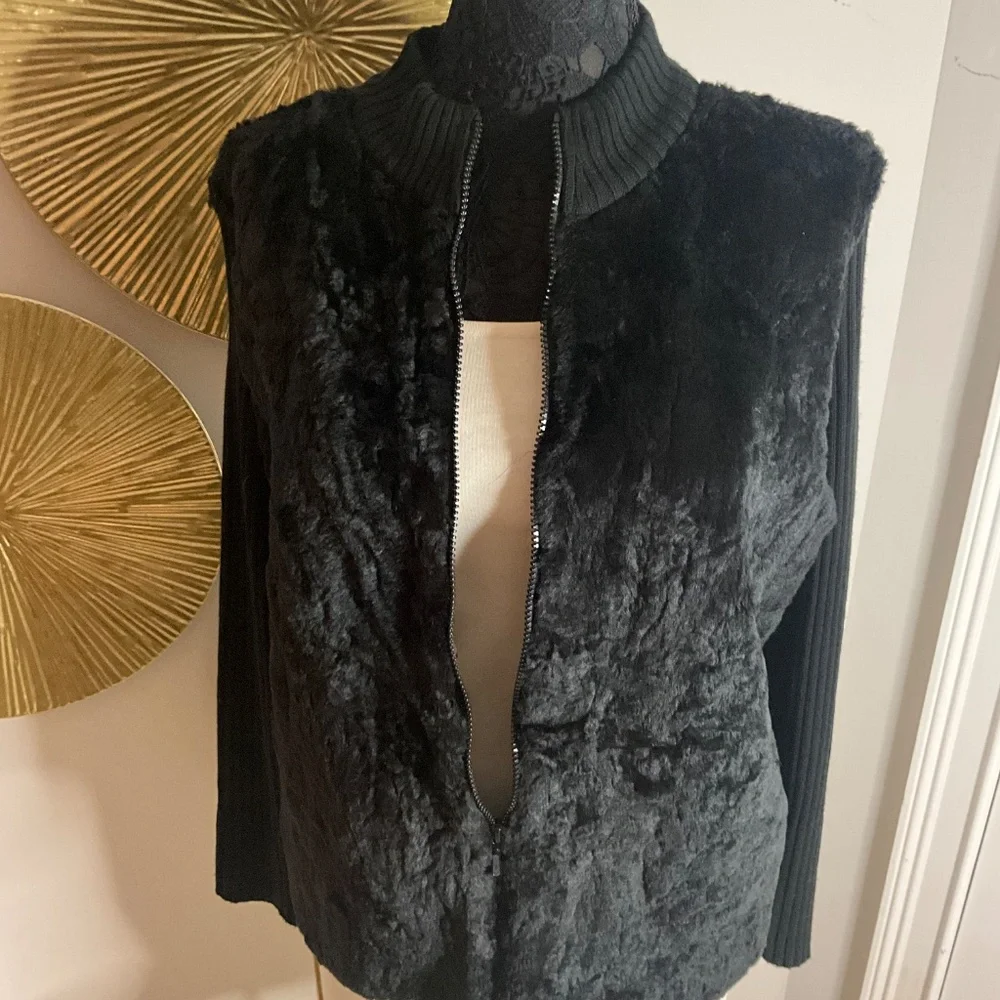 *Black Faux Fur Sweater Jacket* - Picture 2 of 4
